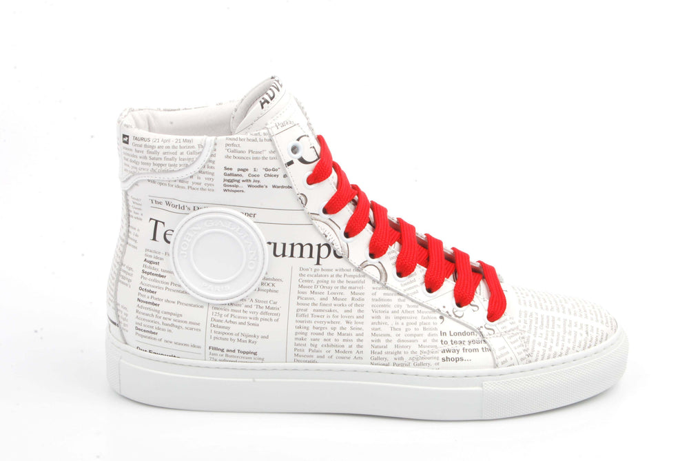Leather Newsprint Hightop Sneakers - Forever 21