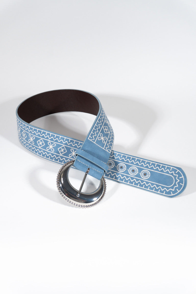 Embroidered Faux Leather Belt - Forever 21