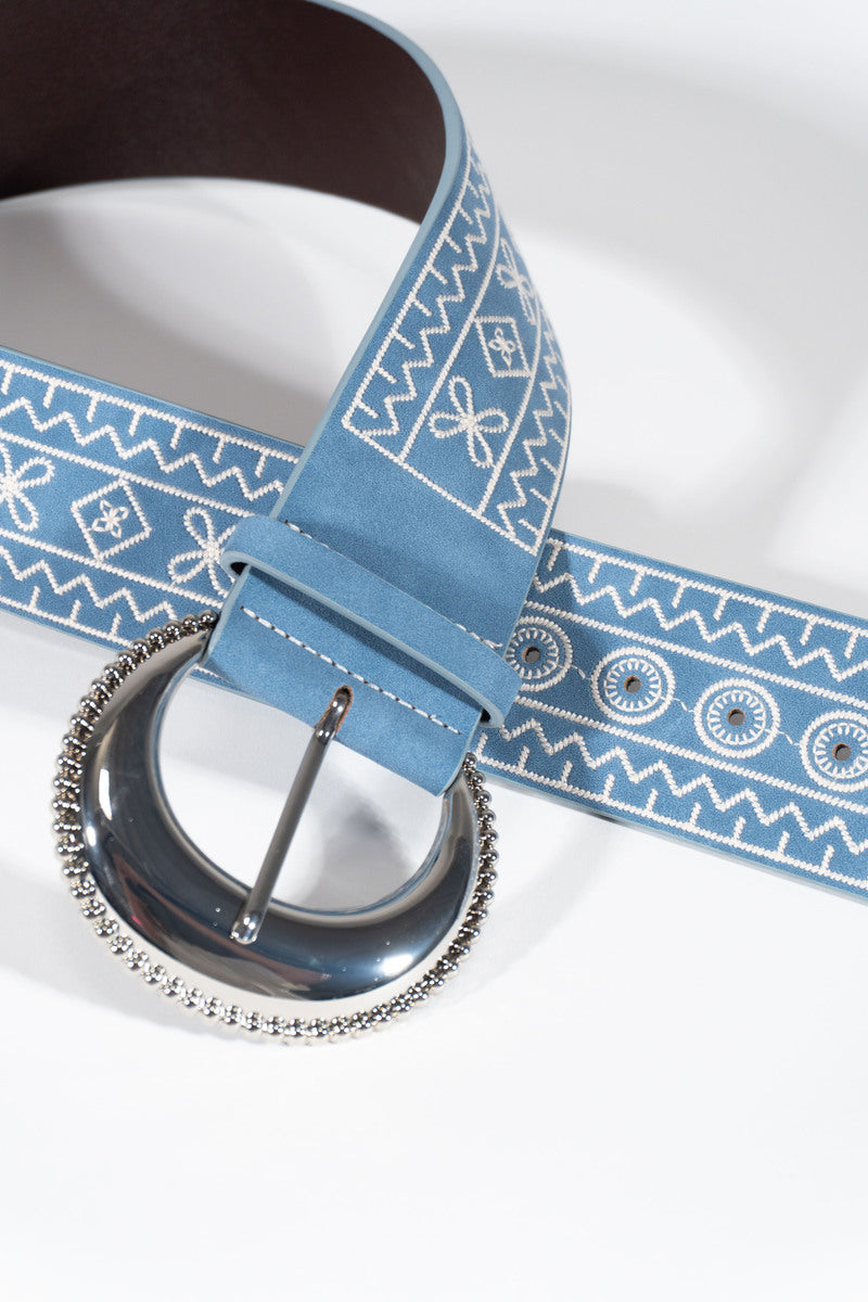 Embroidered Faux Leather Belt - Forever 21