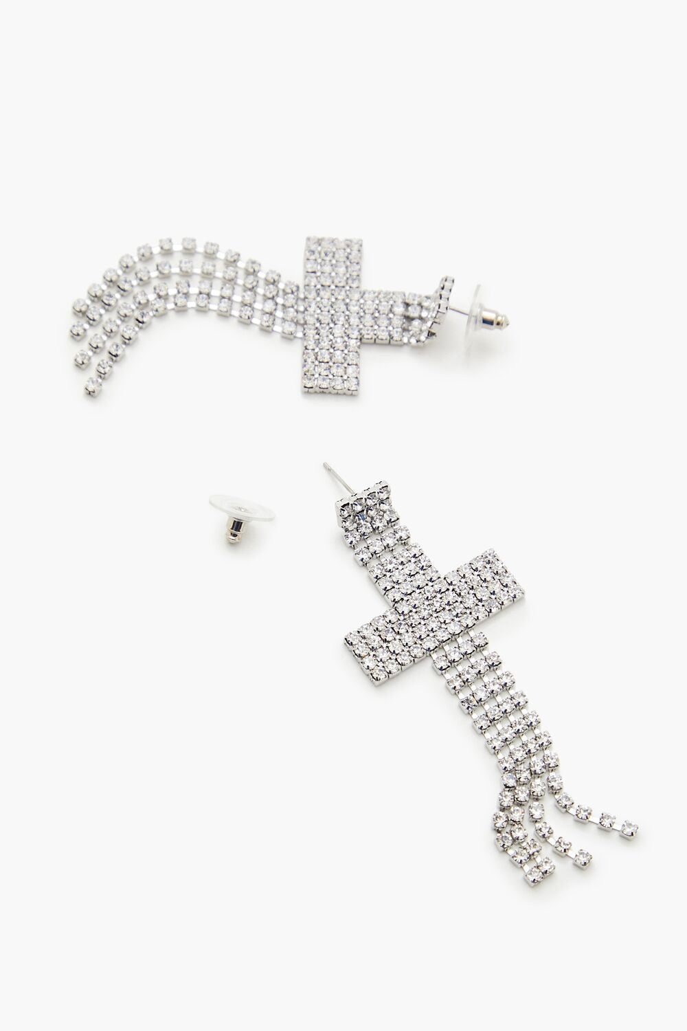 Rhinestone Cross Drop Earrings - Forever 21