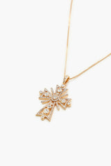 Rhinestone Cross Pendant Necklace - Forever 21
