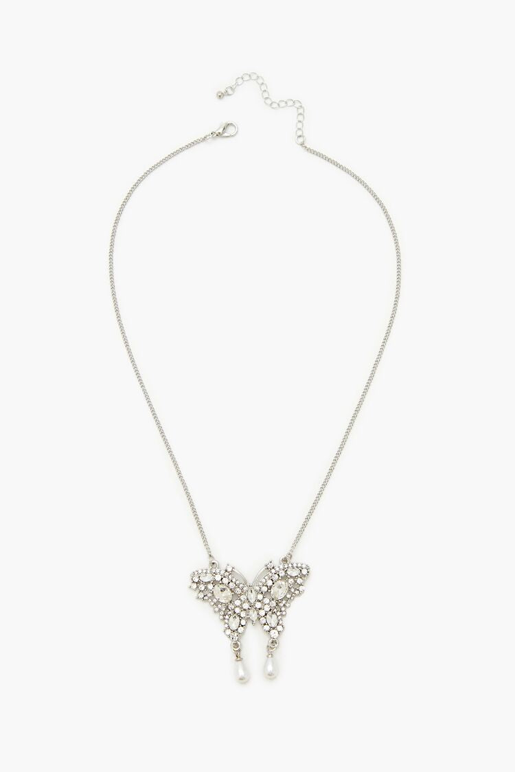Rhinestone Butterfly Necklace - Forever 21