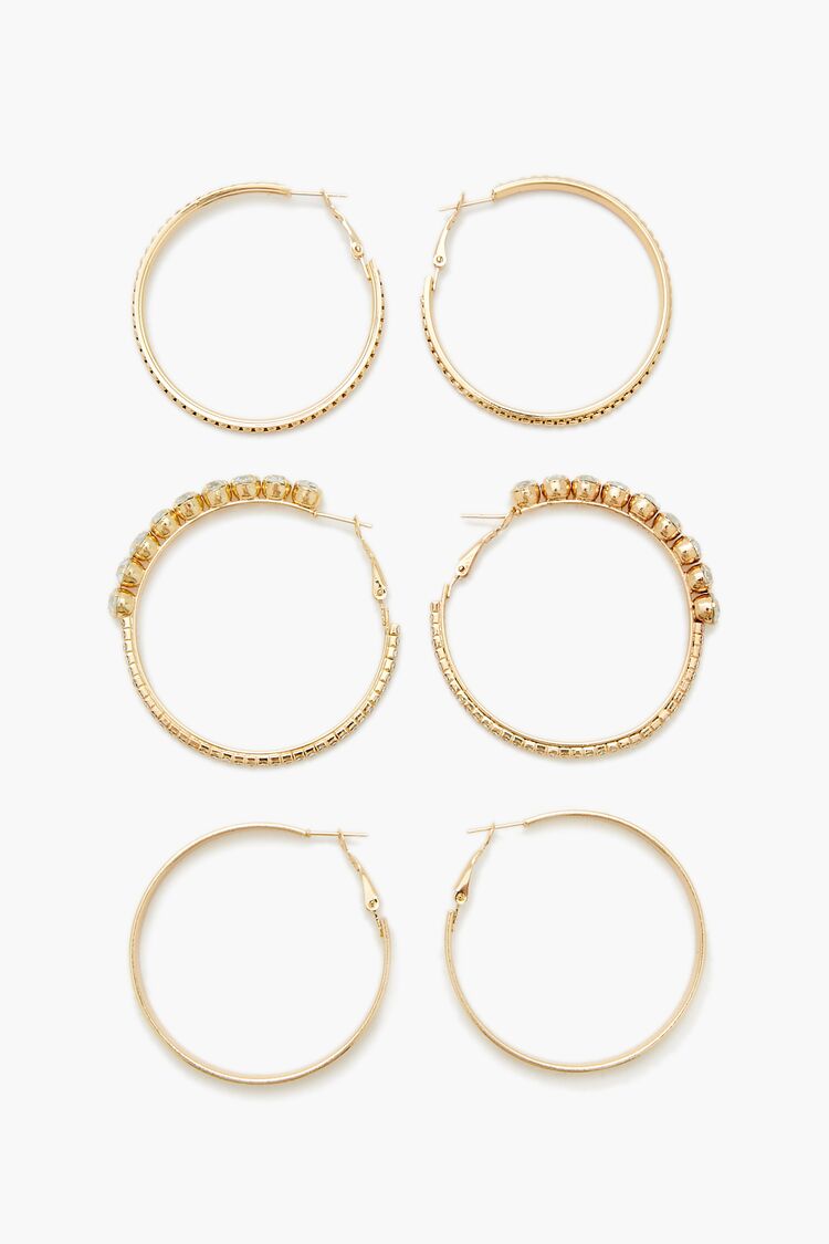 Etched Rhinestone Hoop Earrings - Forever 21