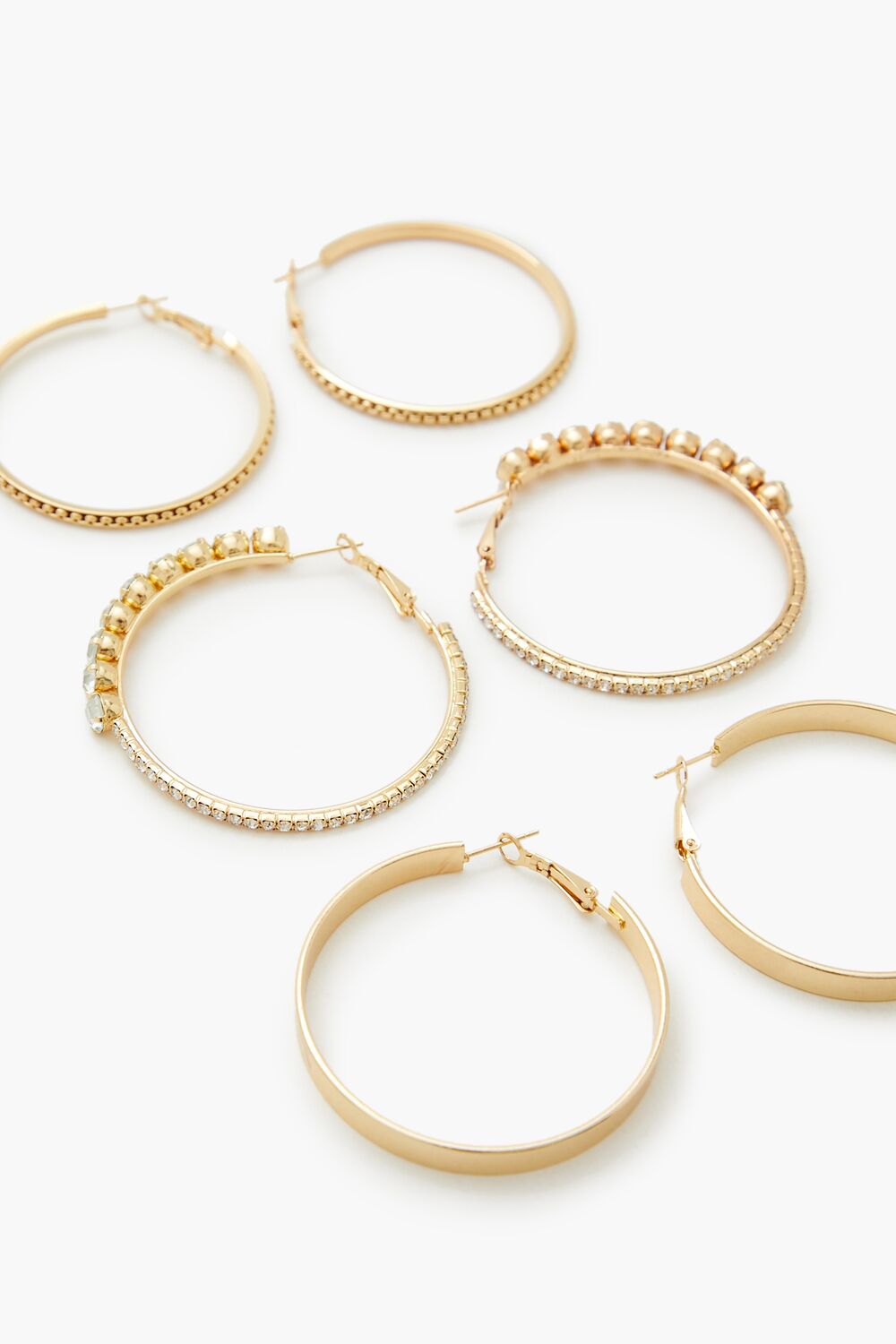 Etched Rhinestone Hoop Earrings - Forever 21