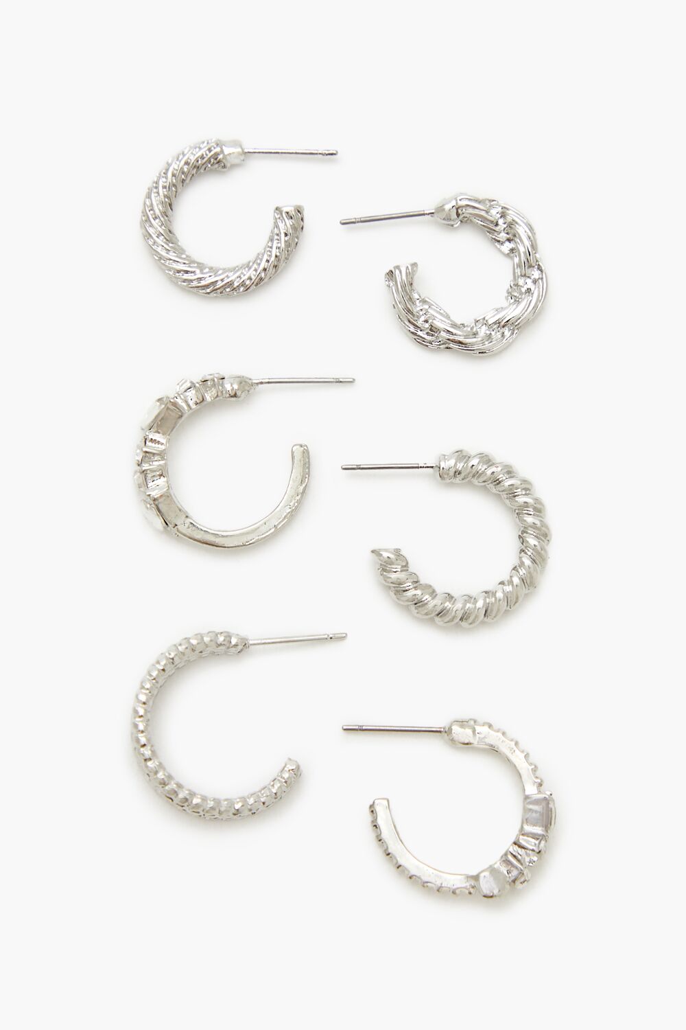 Twisted Rhinestone Hoop Earring Set - Forever 21