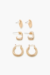 Rhinestone Stud & Hoop Earring Set - Forever 21