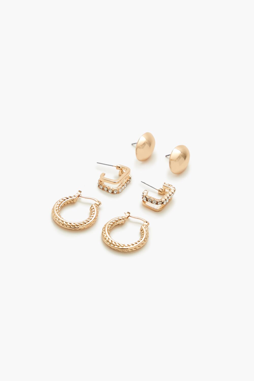 Rhinestone Stud & Hoop Earring Set - Forever 21