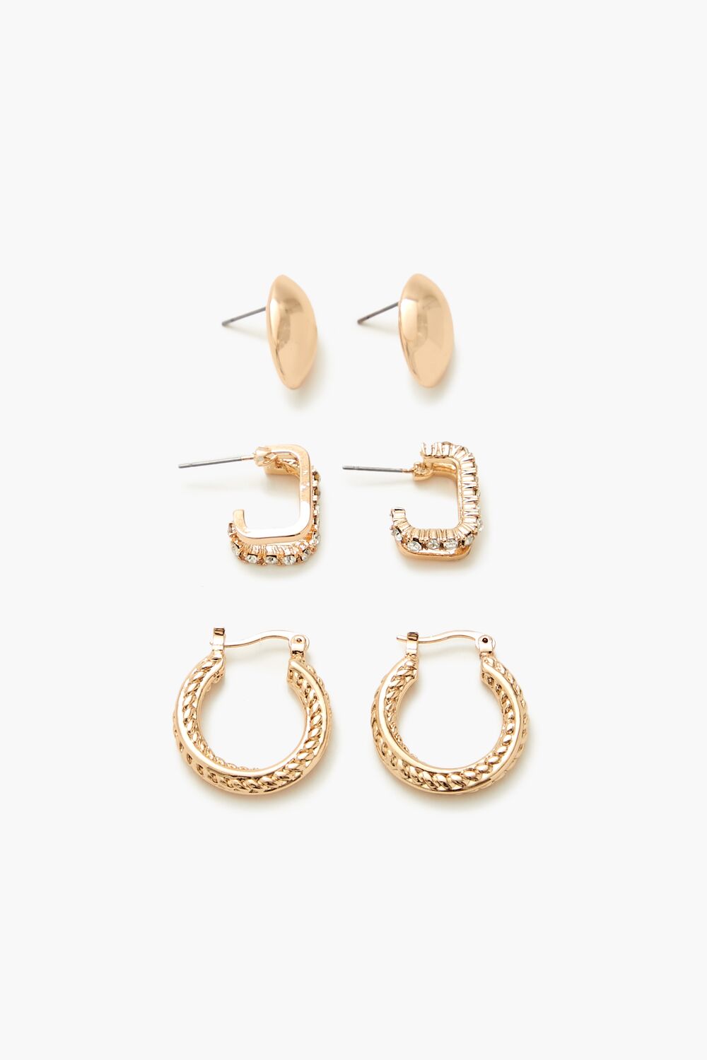 Rhinestone Stud & Hoop Earring Set - Forever 21