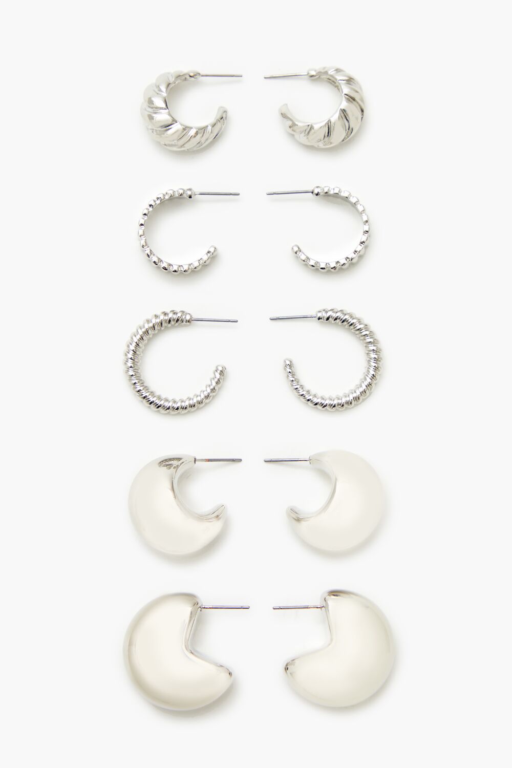 Twisted & Etched Hoop Earring Set - Forever 21
