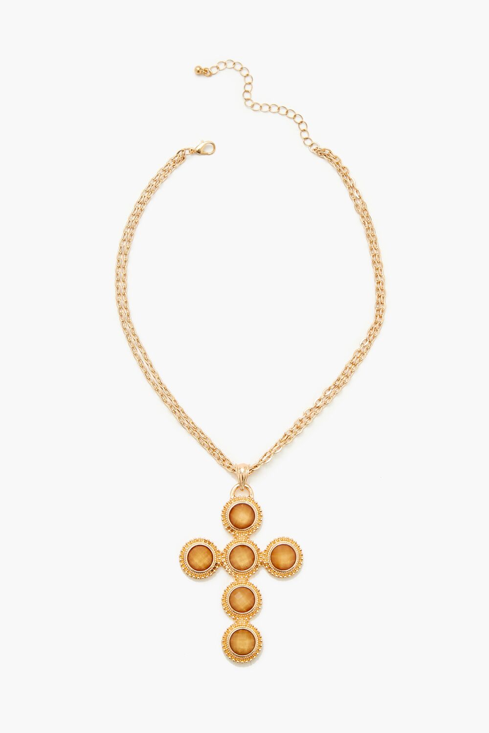Layered Faux Gem Cross Necklace - Forever 21