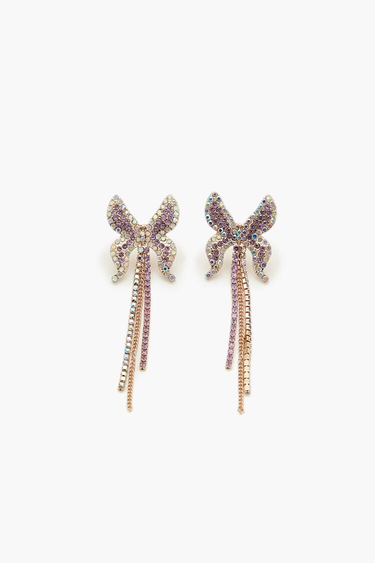 Rhinestone Butterfly Drop Earrings - Forever 21