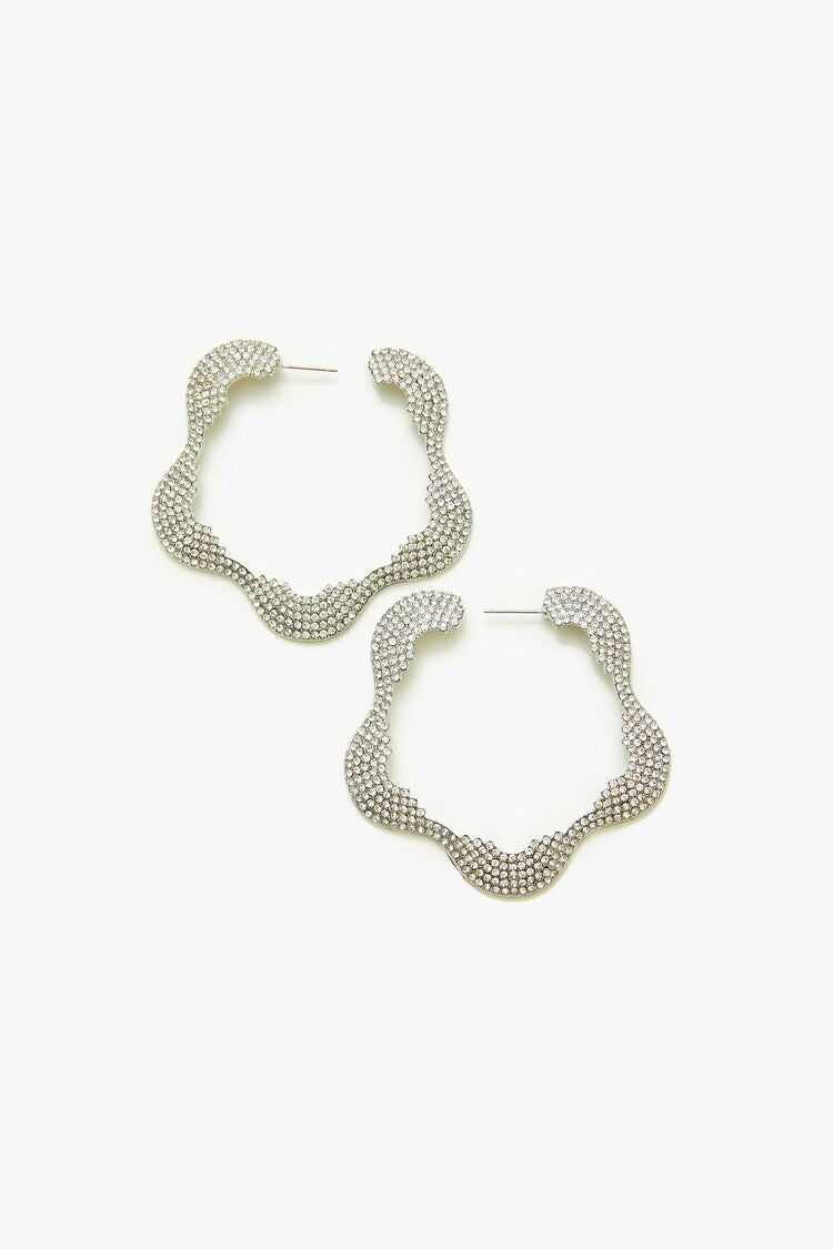Rhinestone Floral Hoop Earrings - Forever 21
