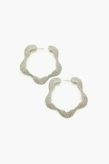 Rhinestone Floral Hoop Earrings - Forever 21