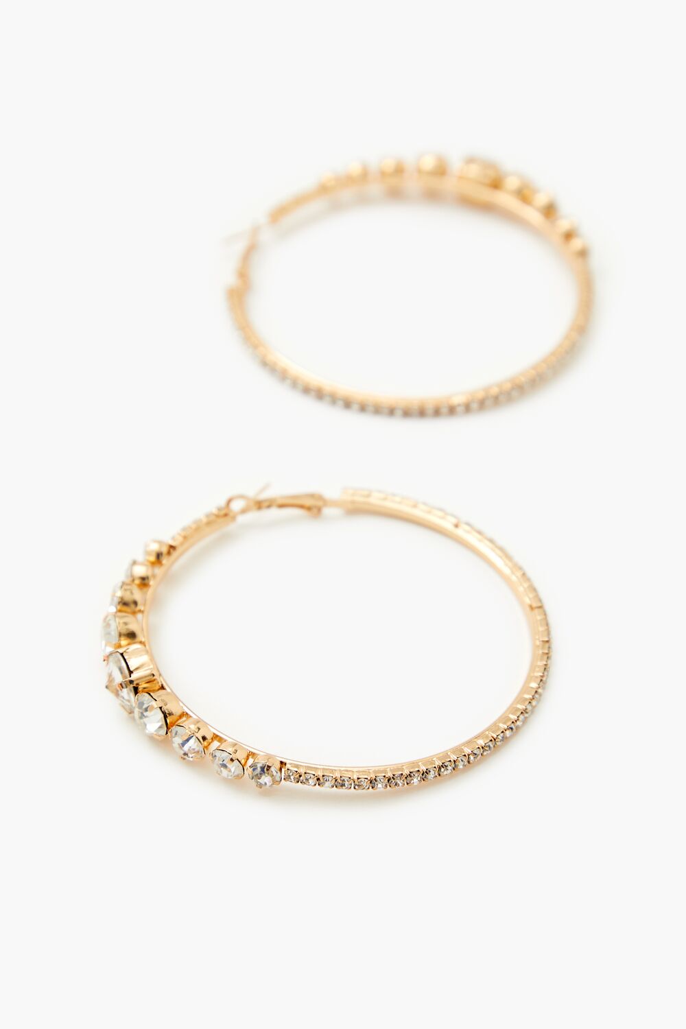 Rhinestone Omega Hoop Earrings - Forever 21