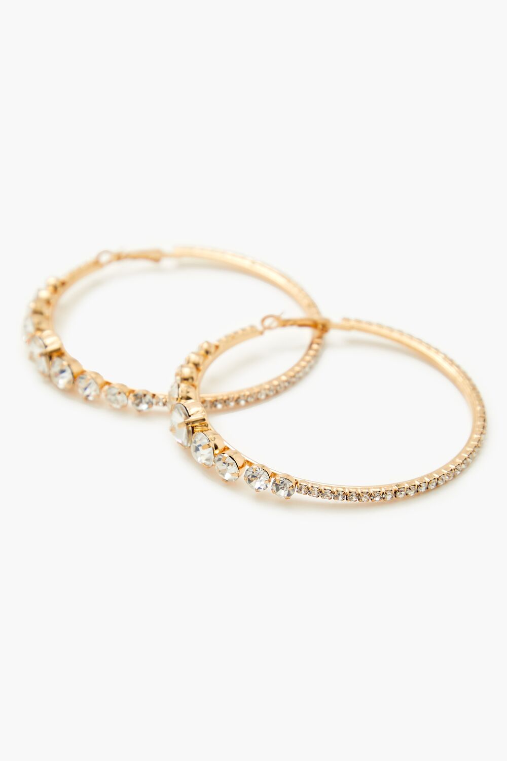 Rhinestone Omega Hoop Earrings - Forever 21