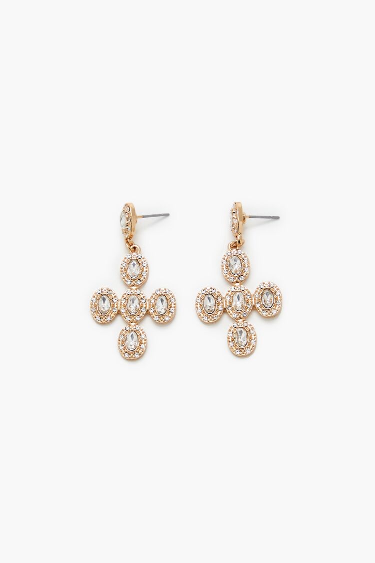 Faux Gem Cross Drop Earrings - Forever 21