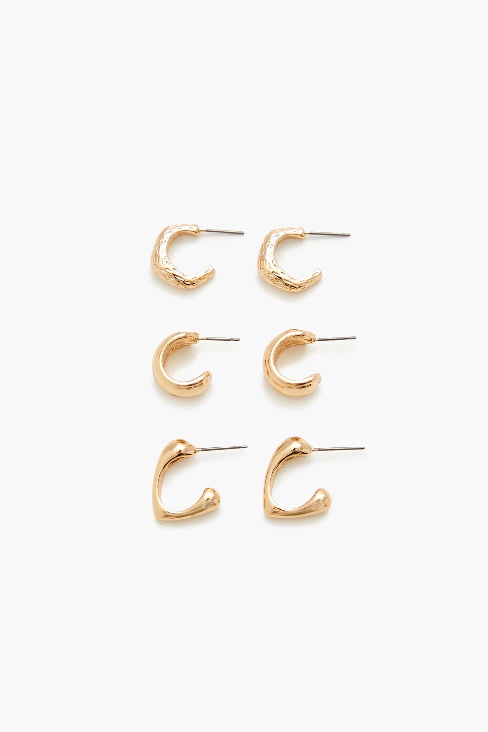 Hammered Geo Hoop Earring Set - Forever 21