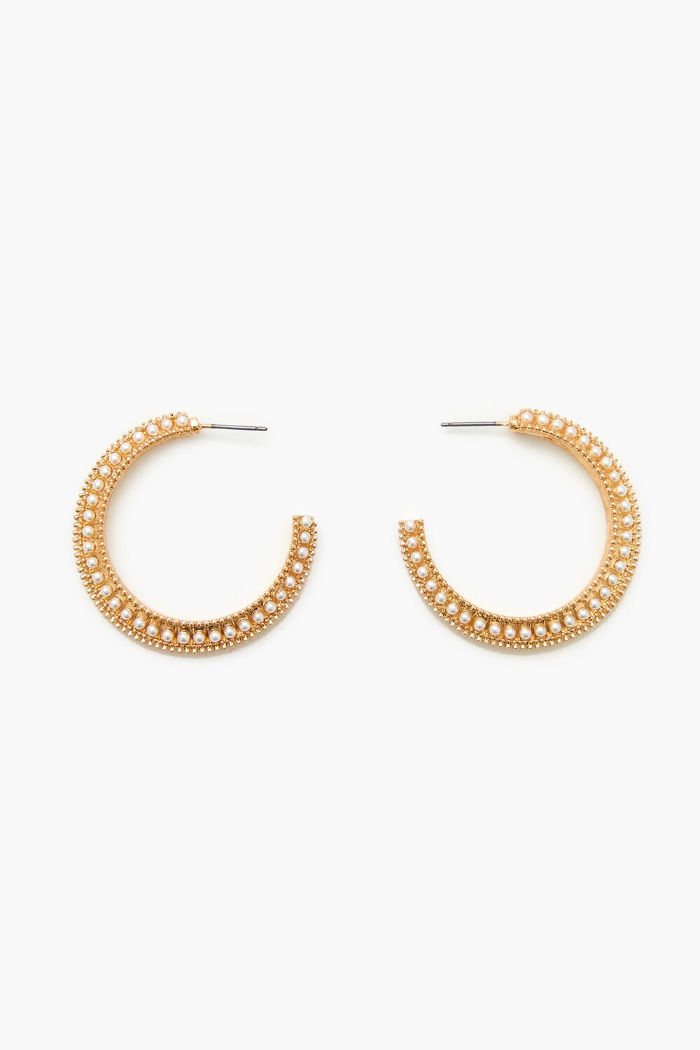 Etched Faux Pearl Hoop Earrings - Forever 21