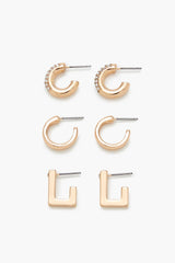 Rhinestone Geo Hoop Earring Set - Forever 21