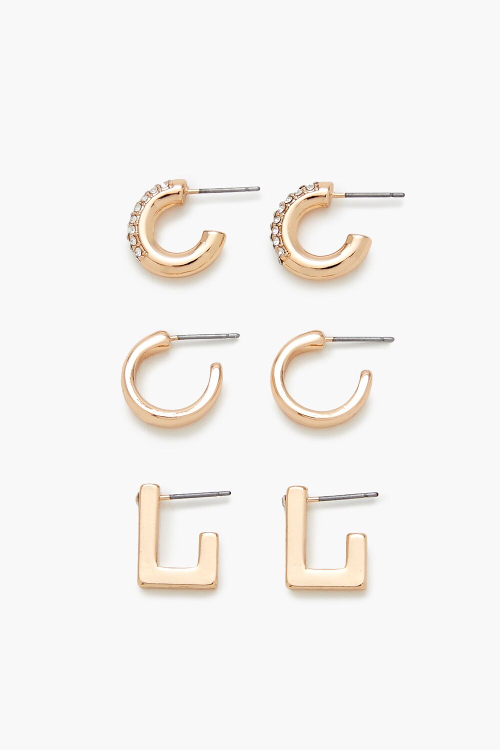 Rhinestone Geo Hoop Earring Set - Forever 21