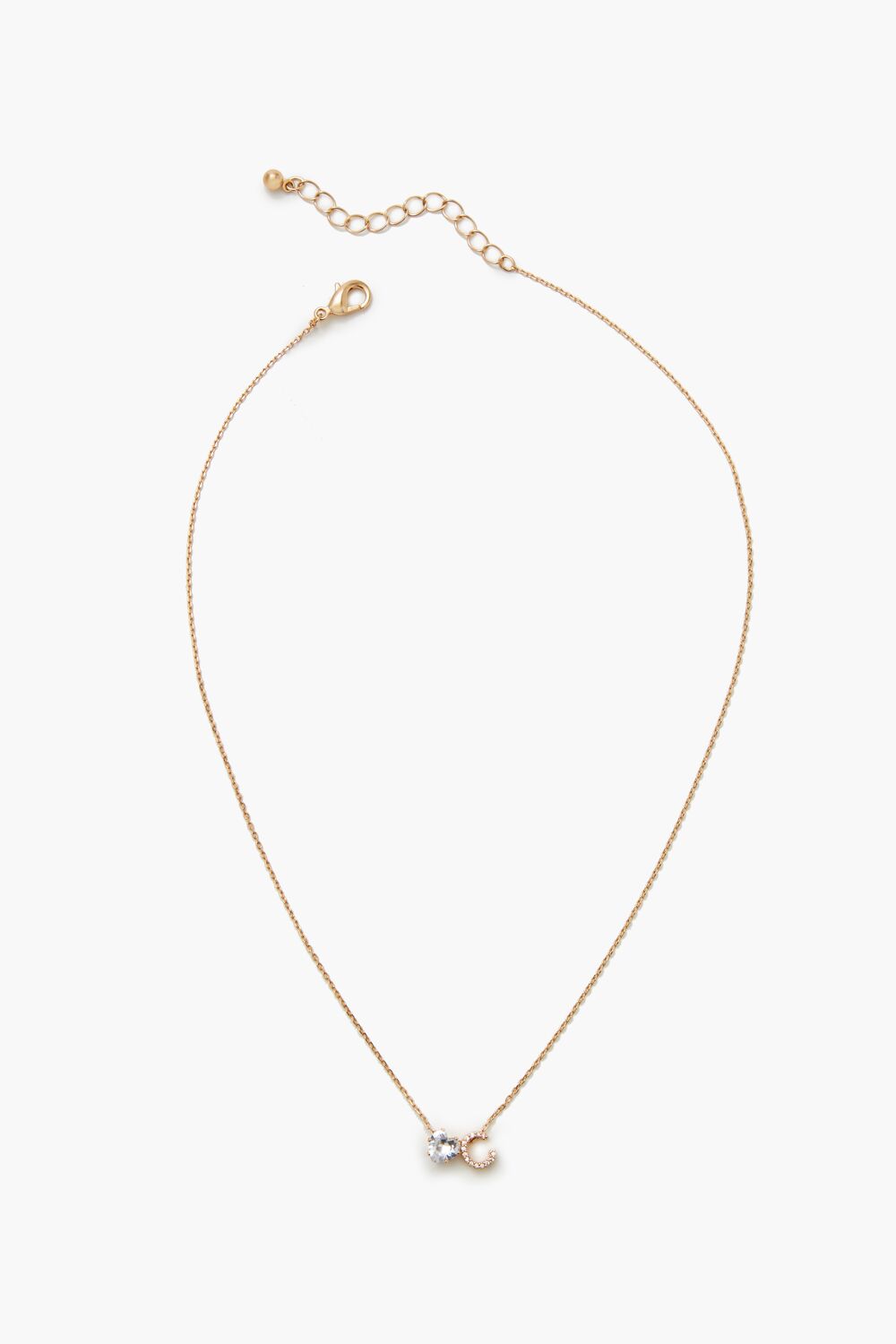 Faux Gem Initial Charm Necklace - Forever 21