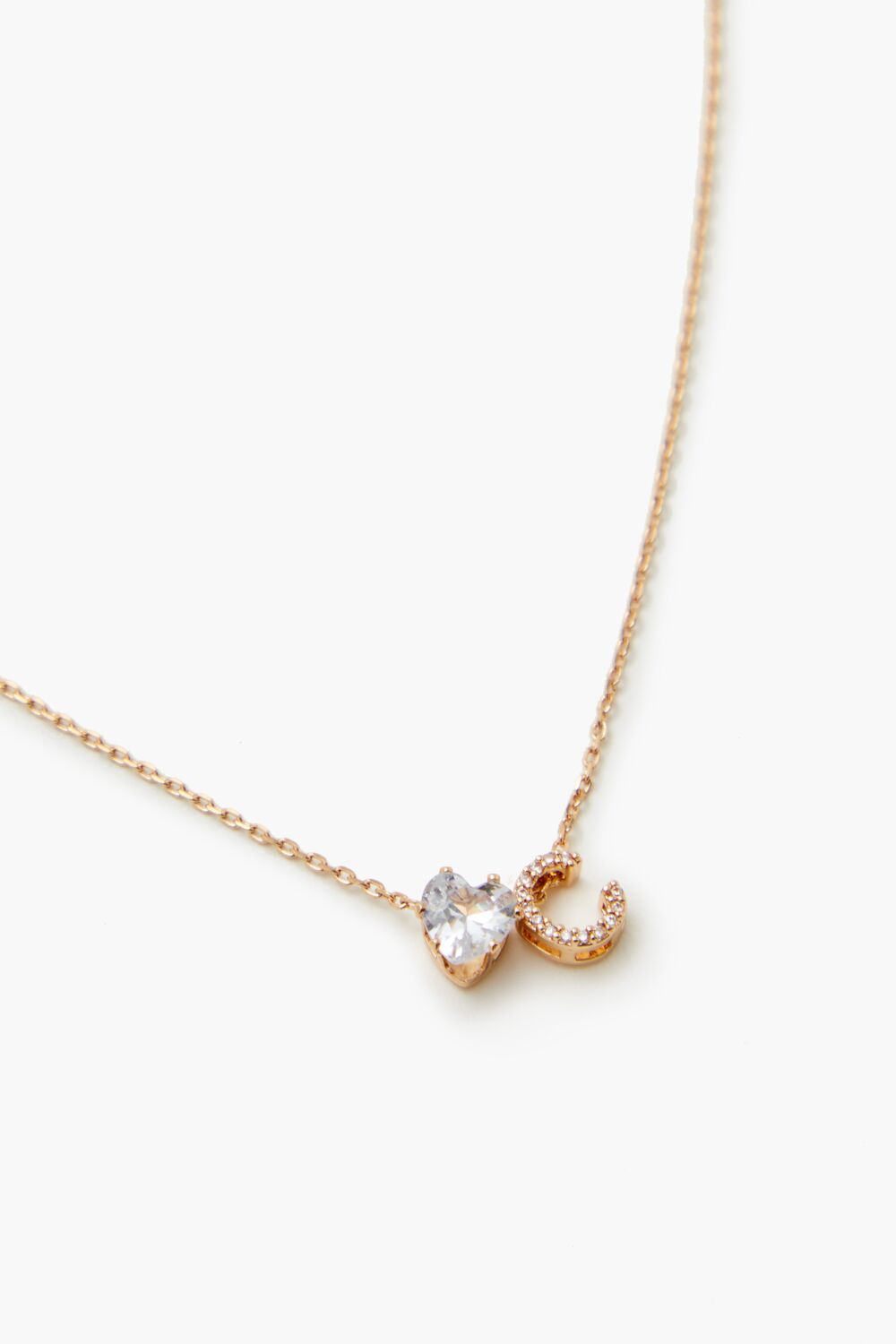 Faux Gem Initial Charm Necklace - Forever 21