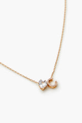 Faux Gem Initial Charm Necklace - Forever 21