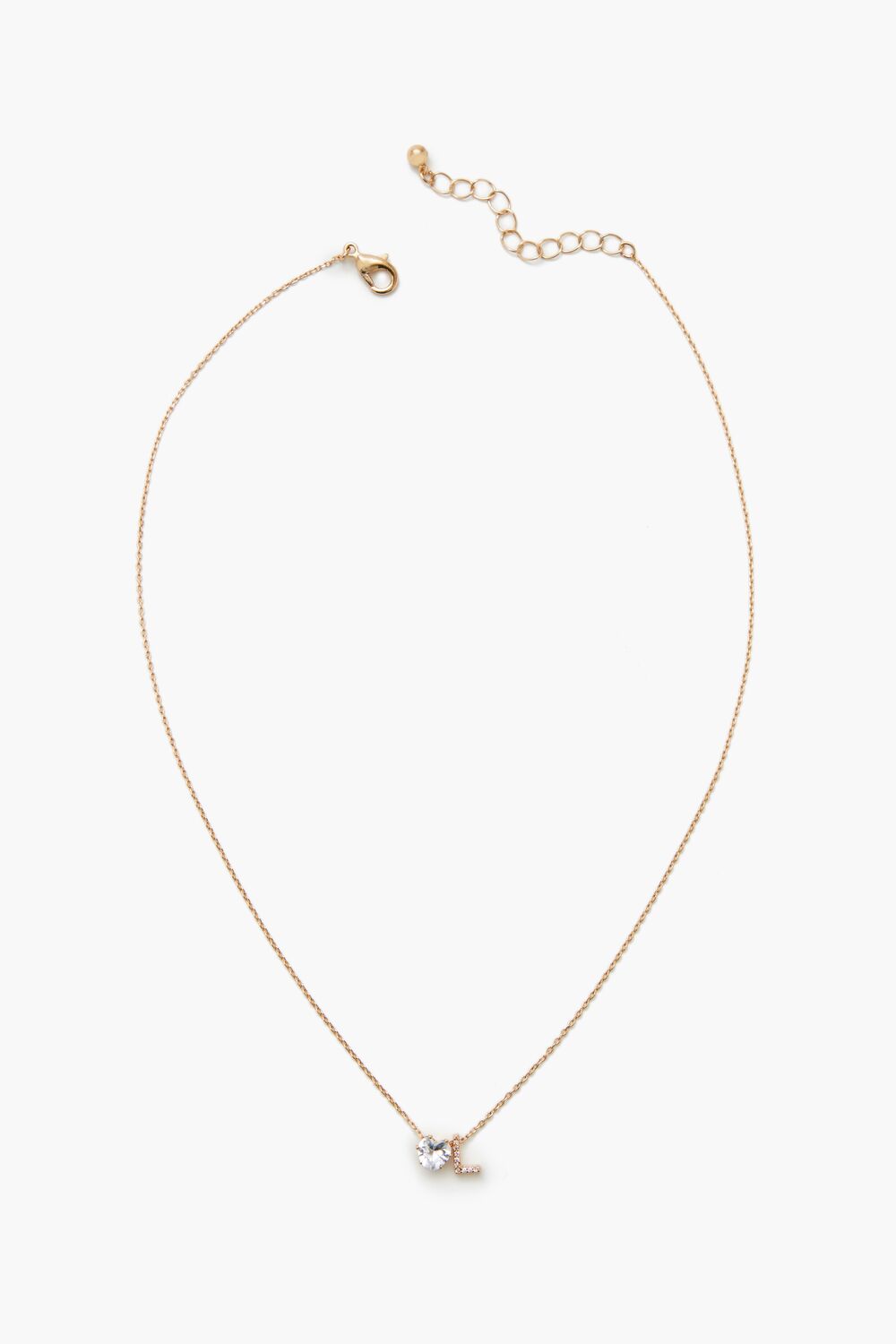 Faux Gem Initial Charm Necklace - Forever 21