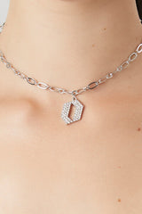 Rhinestone Initial Necklace - Forever 21
