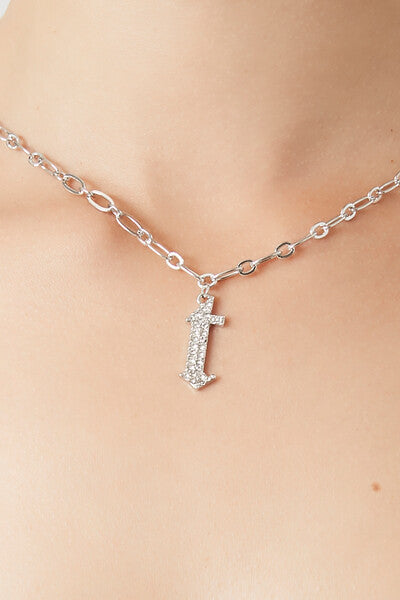 Rhinestone Initial Necklace - Forever 21
