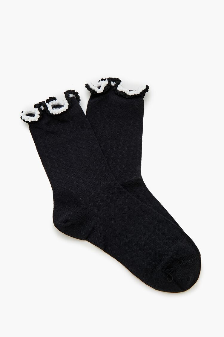 Pom Pom Lettuce-Edge Crew Socks - Forever 21
