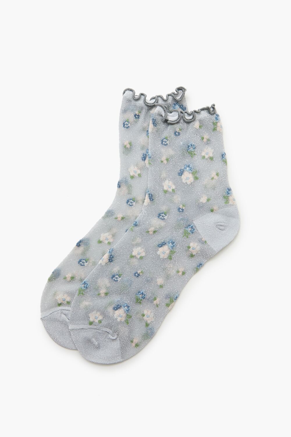 Sheer Mesh Floral Quarter Socks - Forever 21