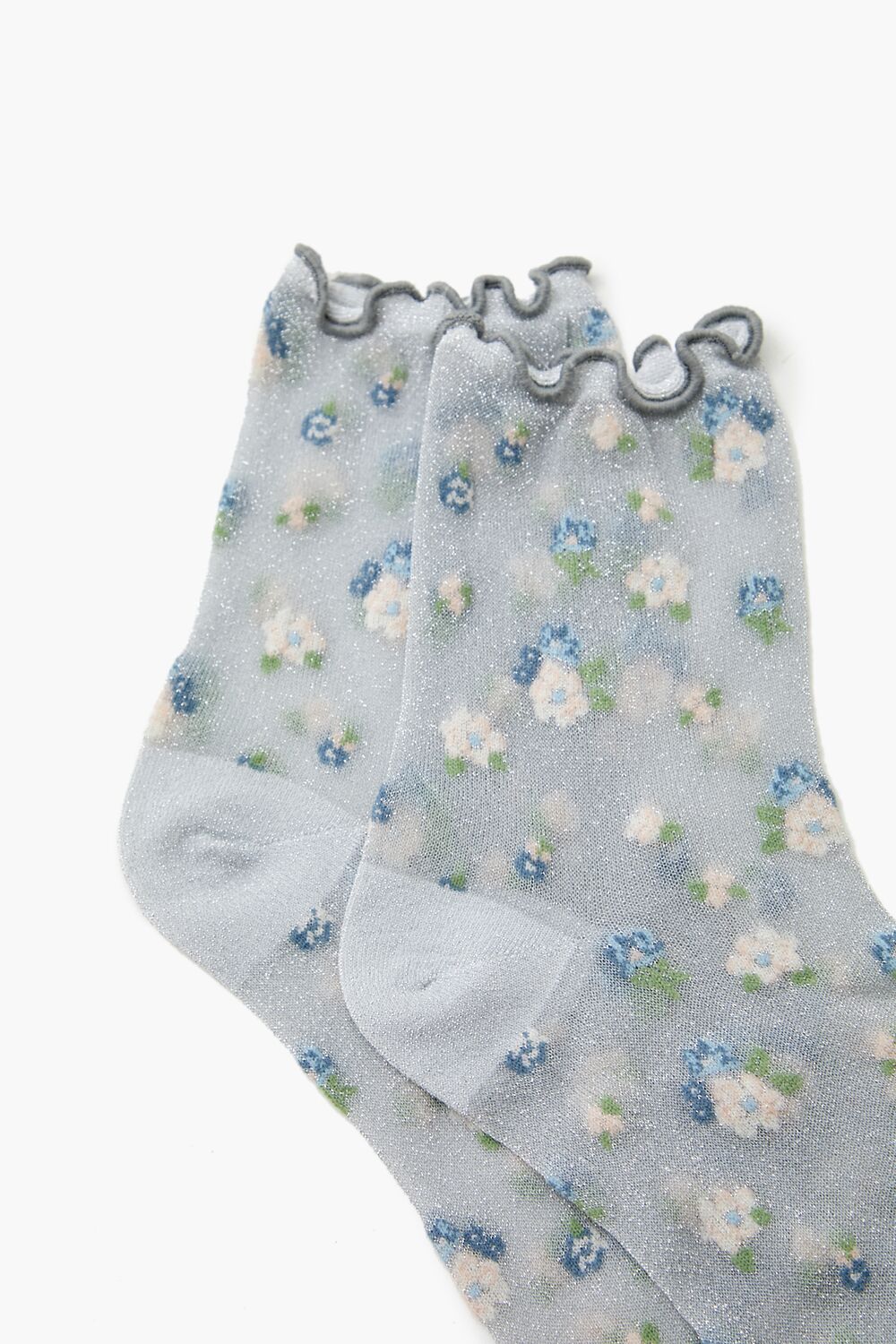 Sheer Mesh Floral Quarter Socks - Forever 21