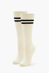 Varsity-Striped Ribbed Socks - Forever 21