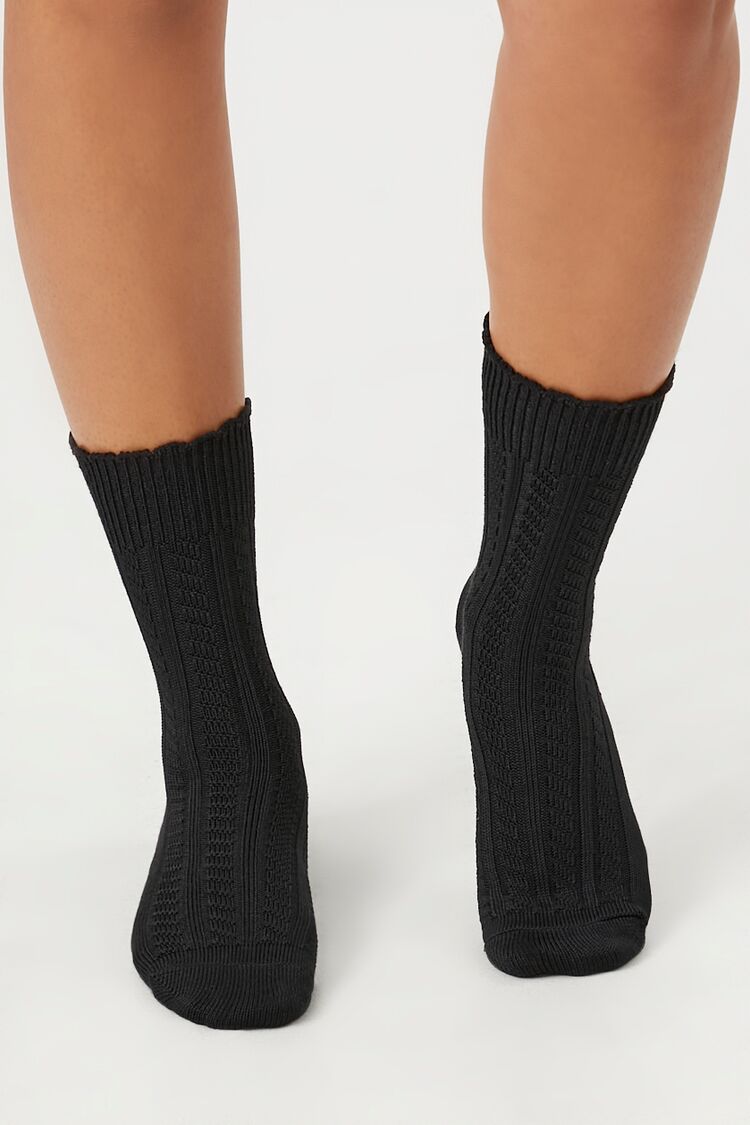 Pointelle Knit Crew Socks - Forever 21