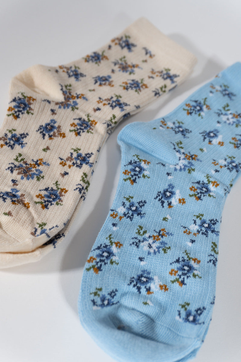 Floral Print Ankle Socks – 2 Pack - Forever 21