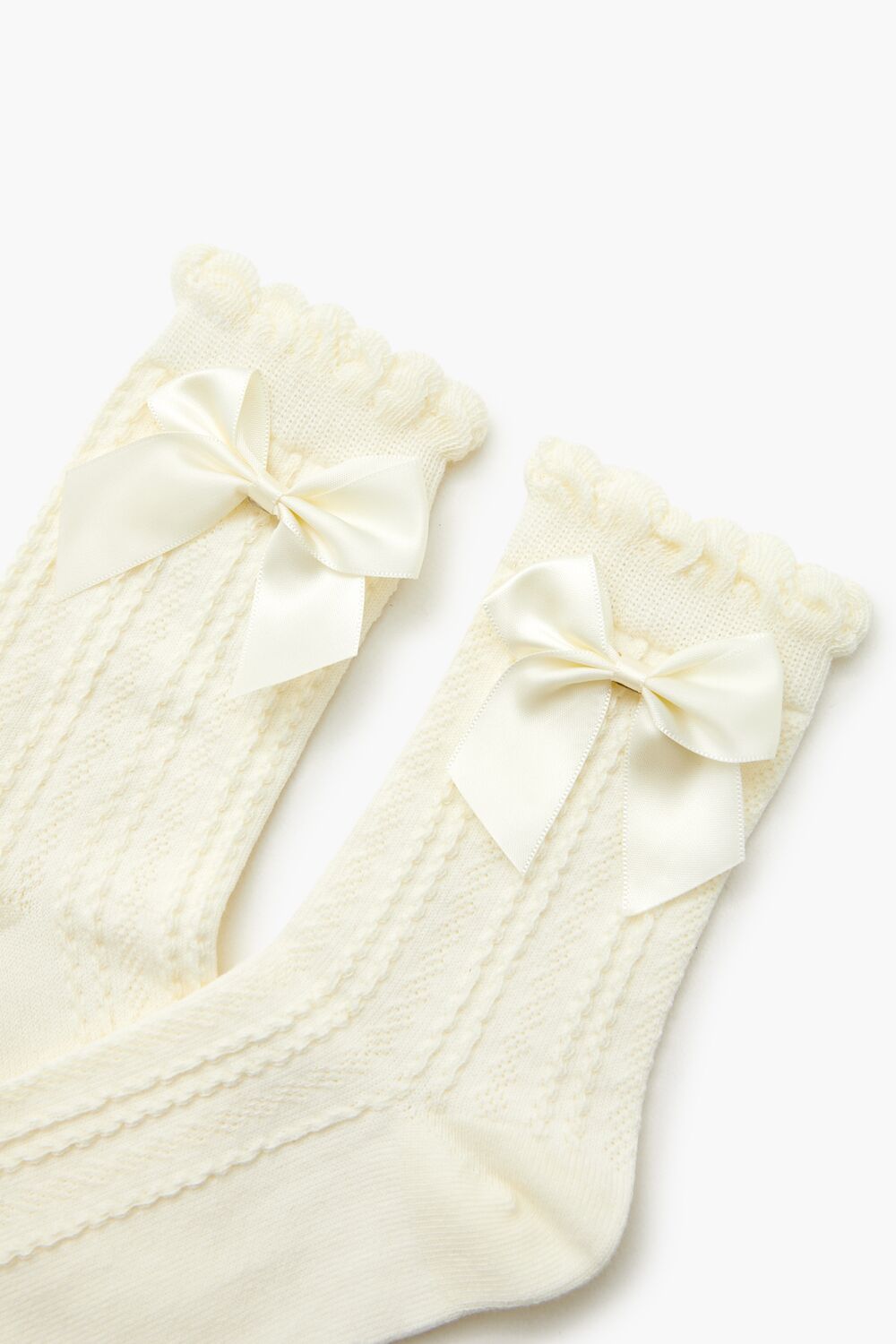 Bow Cable Knit Crew Socks - Forever 21