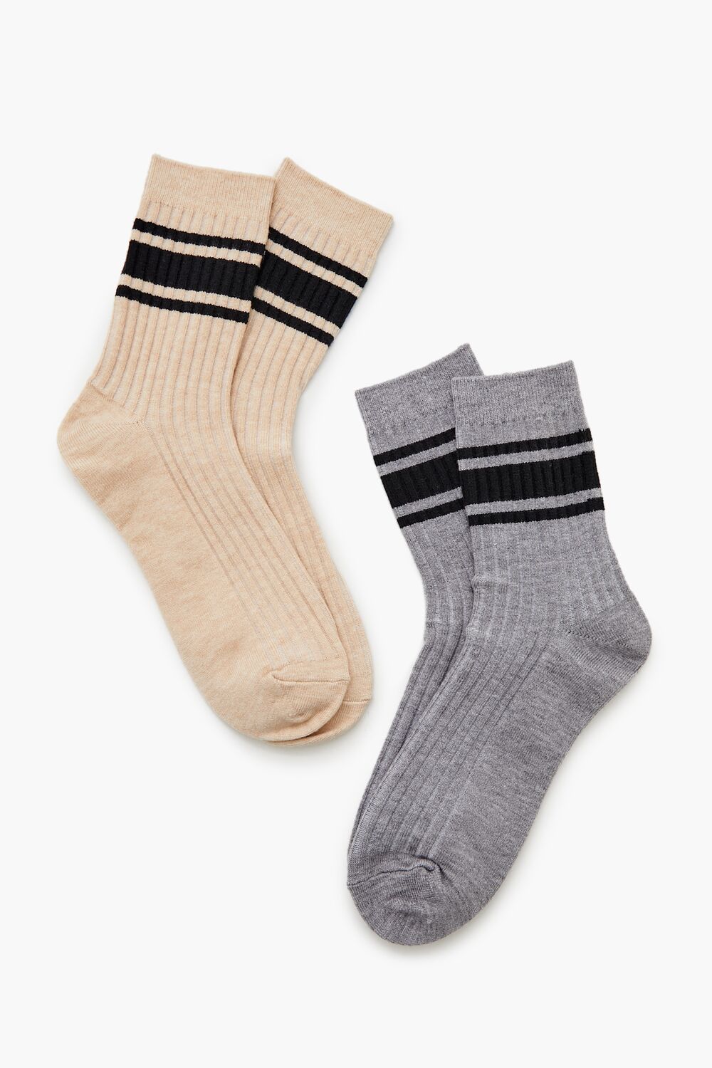 Varsity-Striped Crew Socks Set - 2 pack - Forever 21