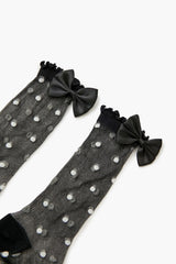 Polka Dot Bow Crew Socks - Forever 21