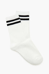 Ribbed Varsity-Striped Crew Socks - Forever 21