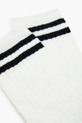 Ribbed Varsity-Striped Crew Socks - Forever 21