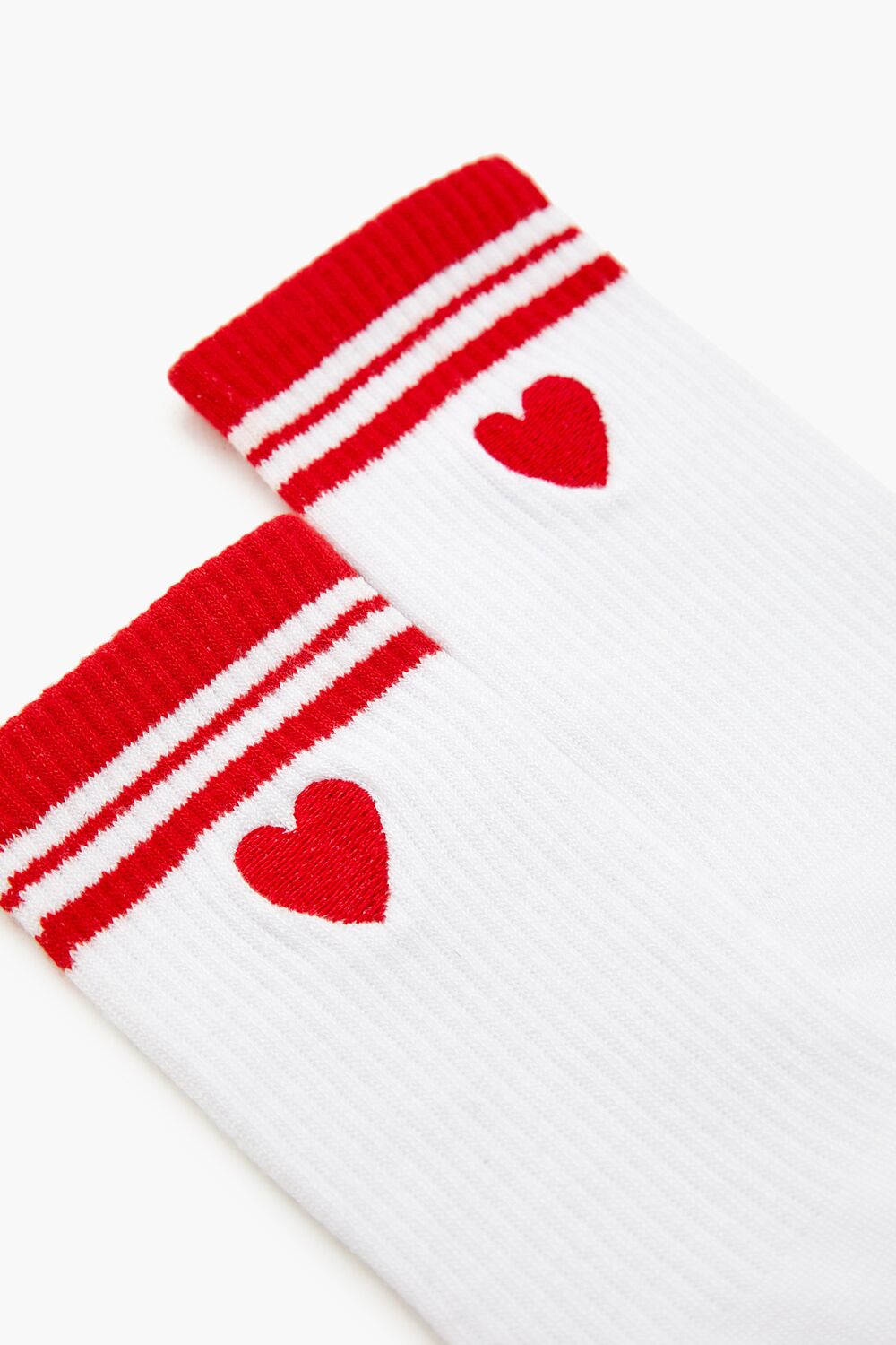 Varsity-Striped Heart Crew Socks - Forever 21