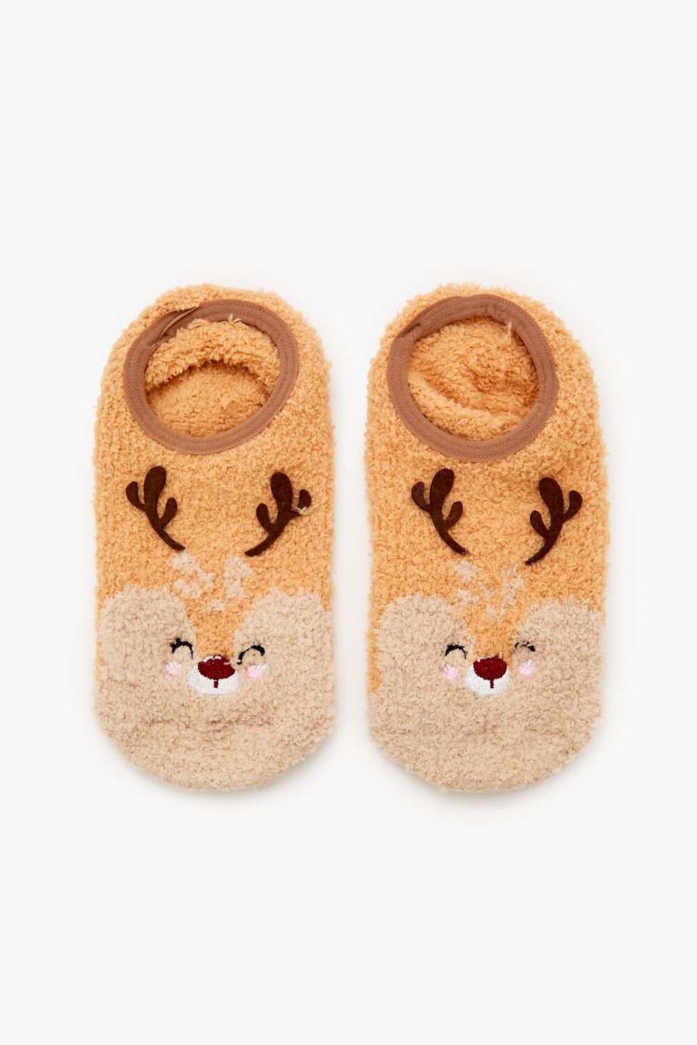 Plush Reindeer No-Show Socks - Forever 21