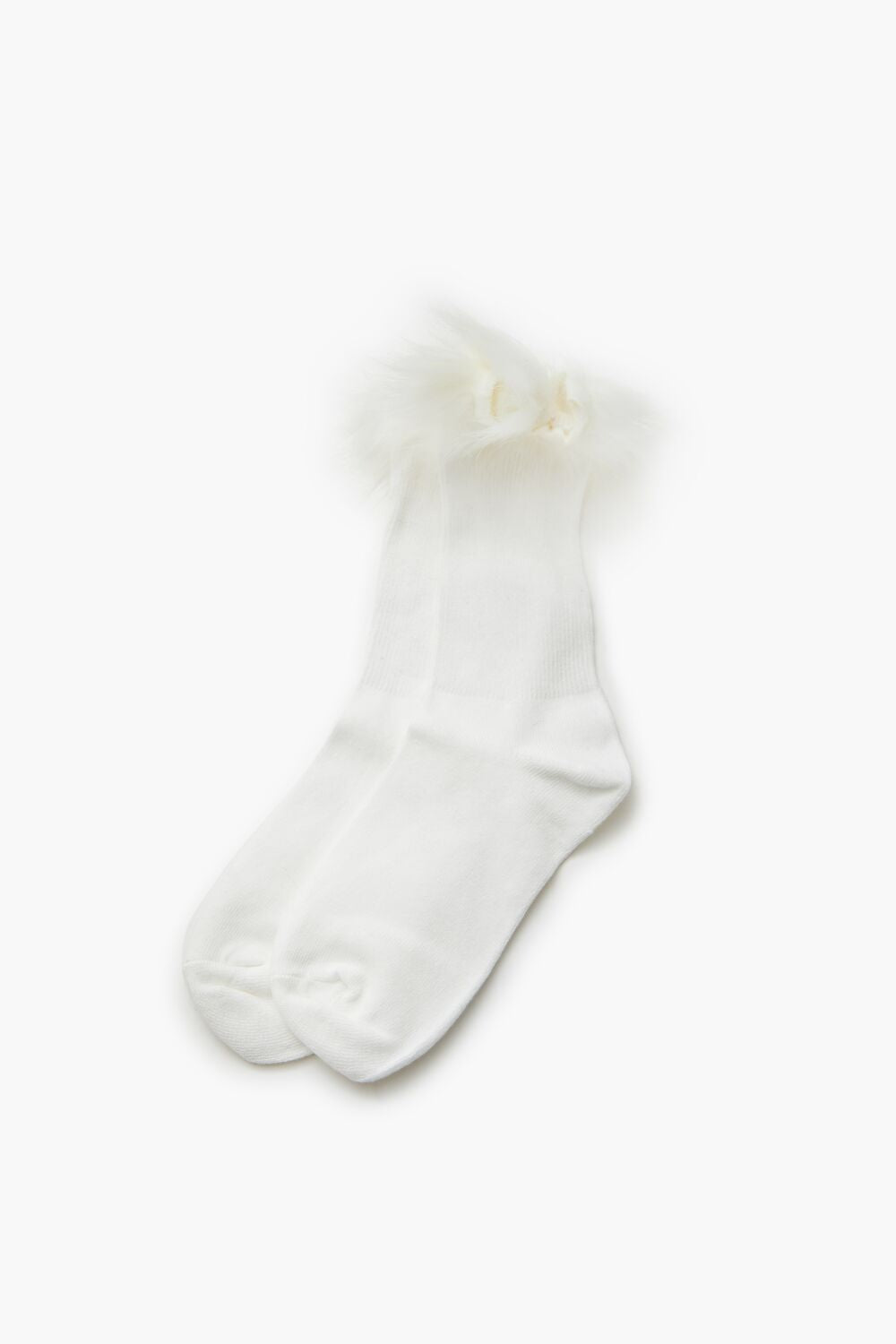Faux Fur-Trim Crew Socks - Forever 21