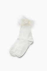 Faux Fur-Trim Crew Socks - Forever 21