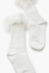Faux Fur-Trim Crew Socks - Forever 21
