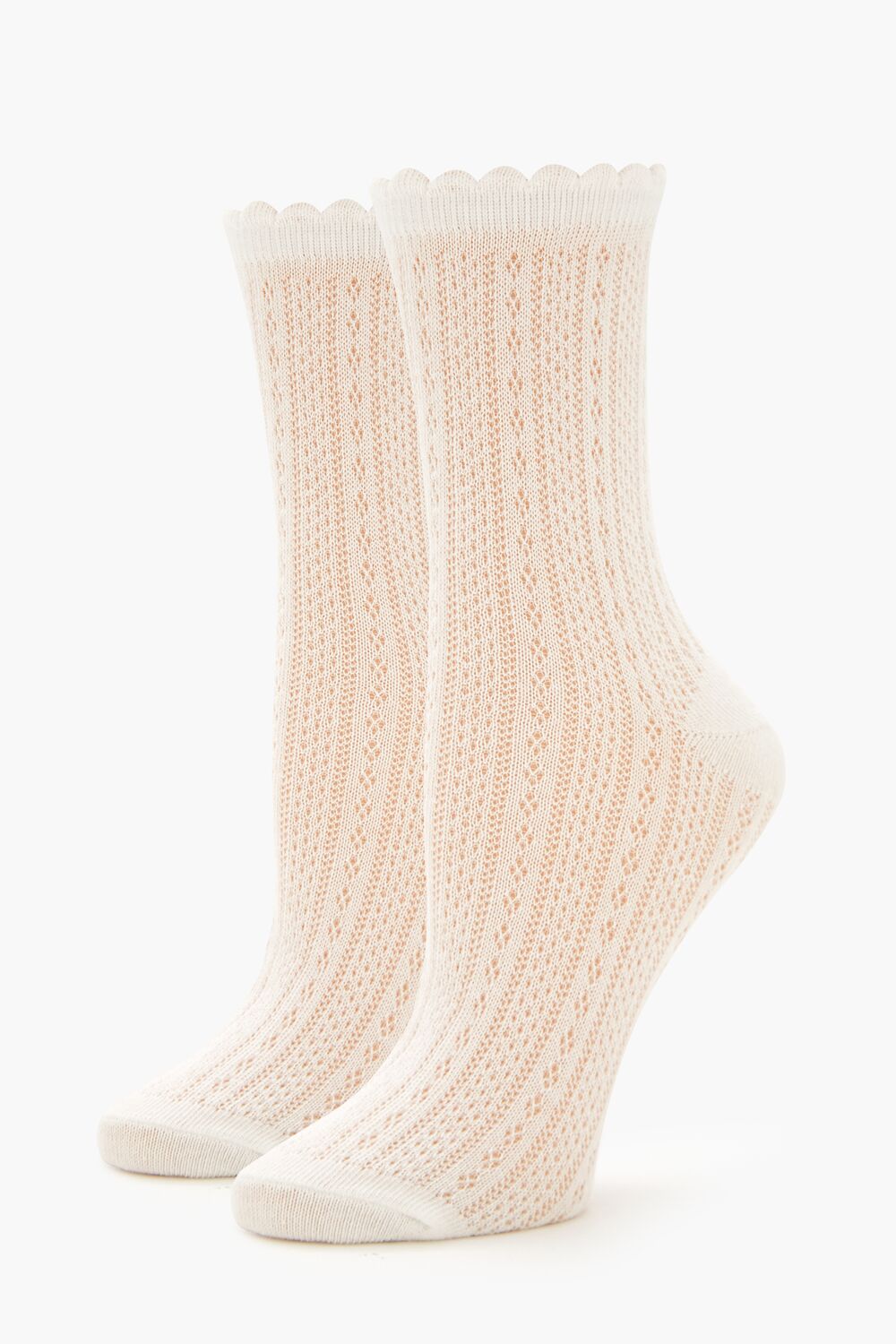 Pointelle Knit Crew Socks - Forever 21