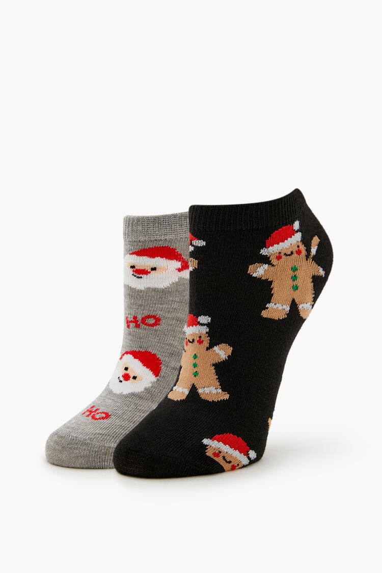 Gingerbread Man & Santa Ankle Socks Set - 2 pack - Forever 21