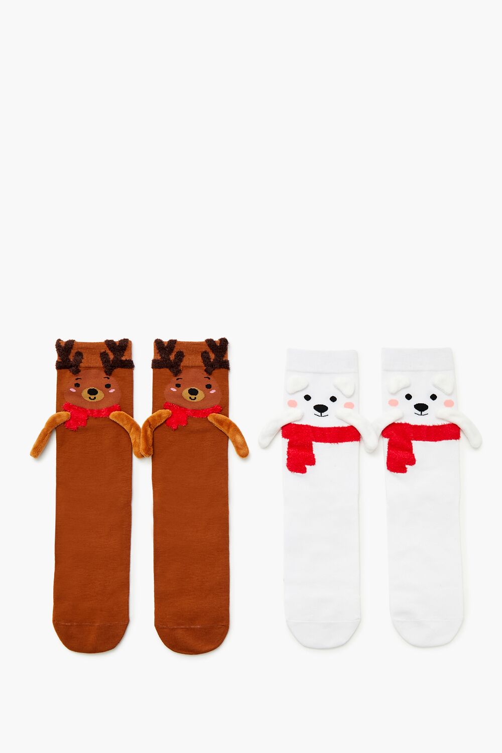 Polar Bear & Reindeer Crew Socks Set - 2 pack - Forever 21