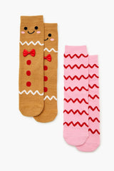 Gingerbread Man Crew Socks Set - 2 pack - Forever 21
